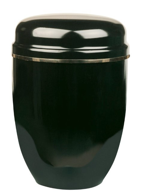 URNA IN ACCIAO NERA C/FASCIA ORO