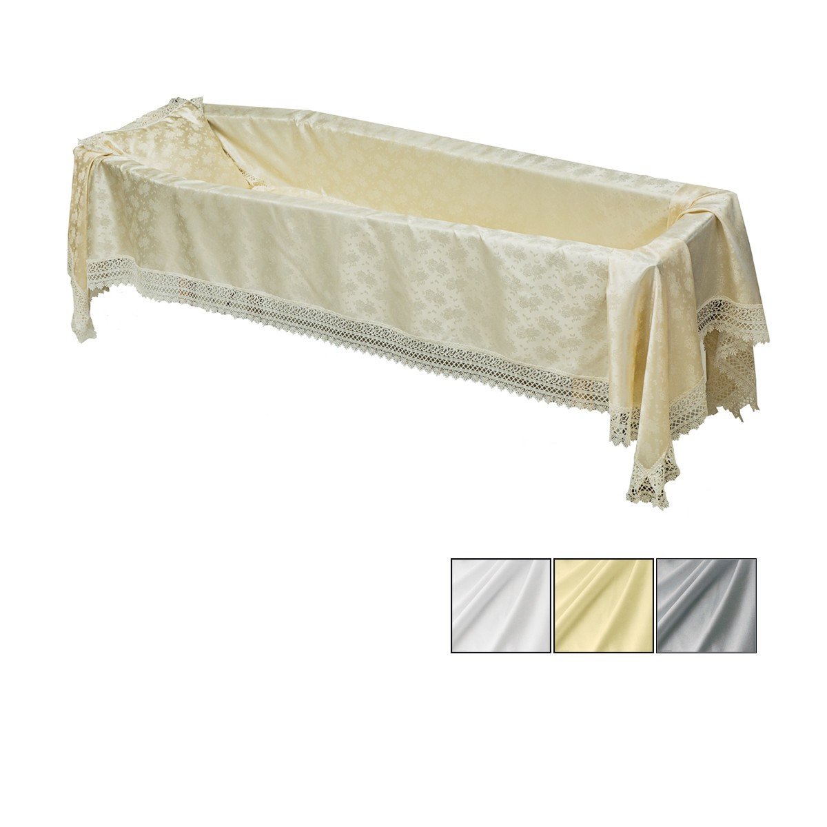 LENZUOLO IN RASO JACQUARD PIZZO MACRAME GRIGIO