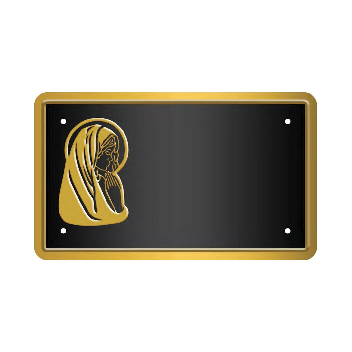 MOD.03 FONDO NERO BORDO ORO MADONNA A RILIEVO MM 0,8X92X155 PIANA BORDO E FIGURA A RILIEVO