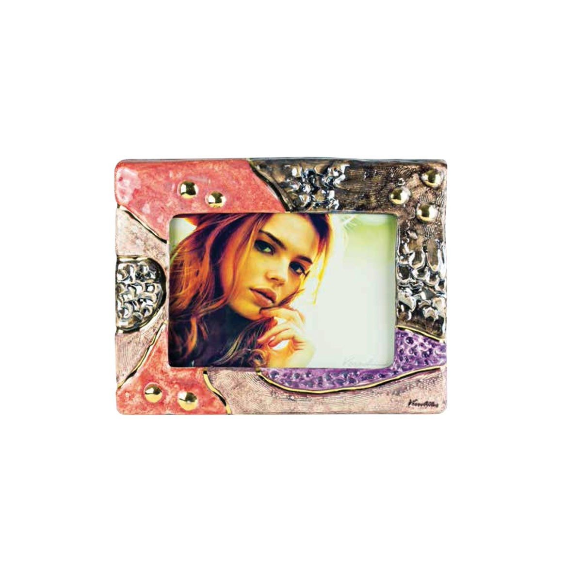 URNA CINERARIA PORTA FOTO IN CERAMICA ITALIANA 3° FUOCO CM H42X31X10 COLORE 133