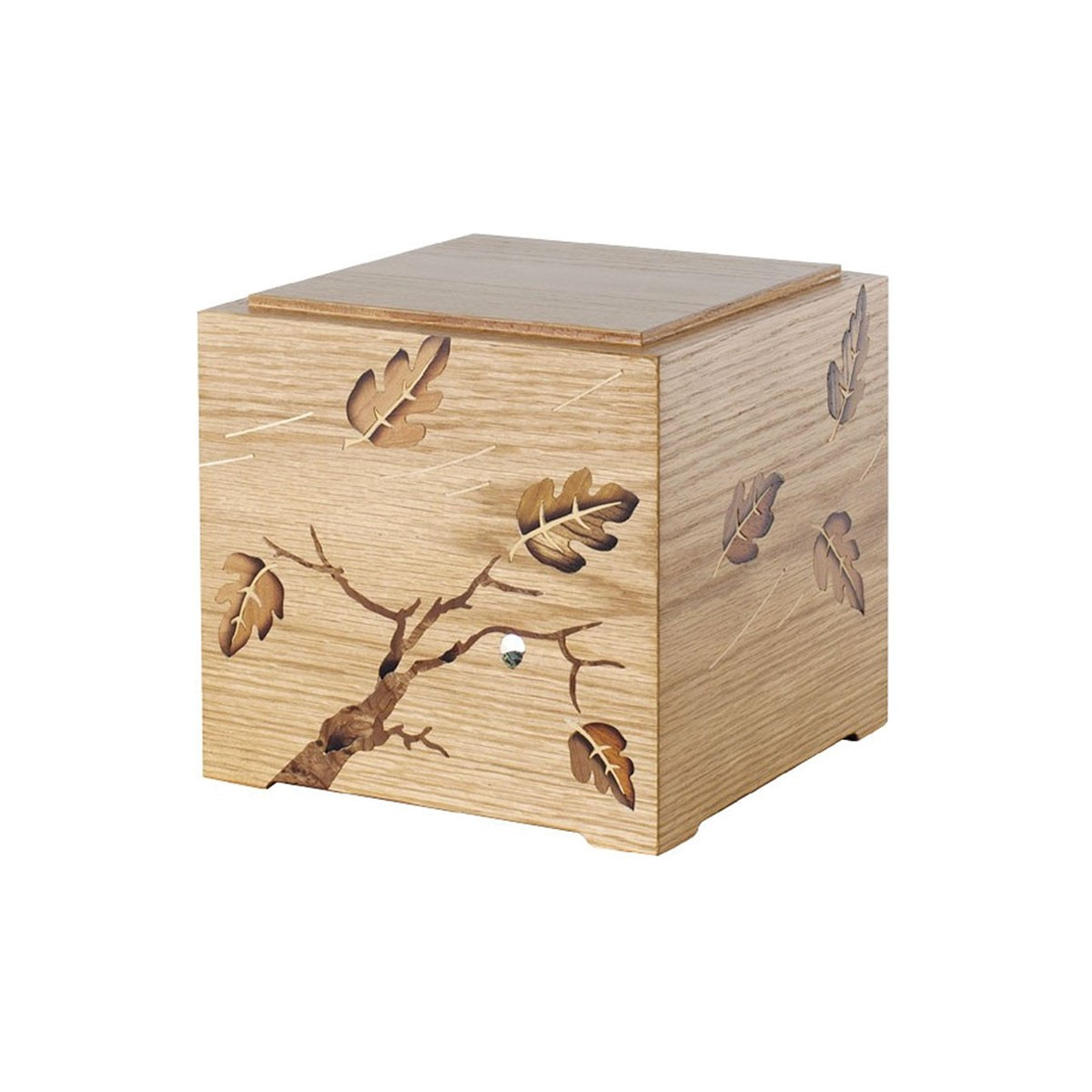 URNA FOGLIE ROVERE - QUADRATA