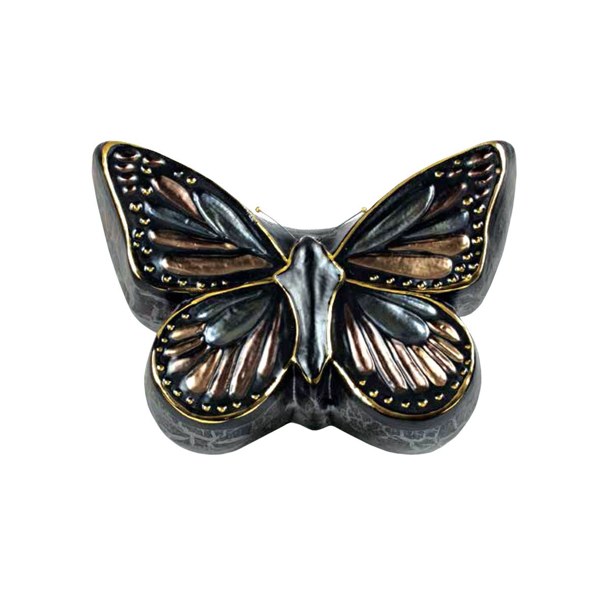 URNA CINERARIA FARFALLA IN CERAMICA ITALIANA 3°FUOCO CM H16X28X28 COLORE 118