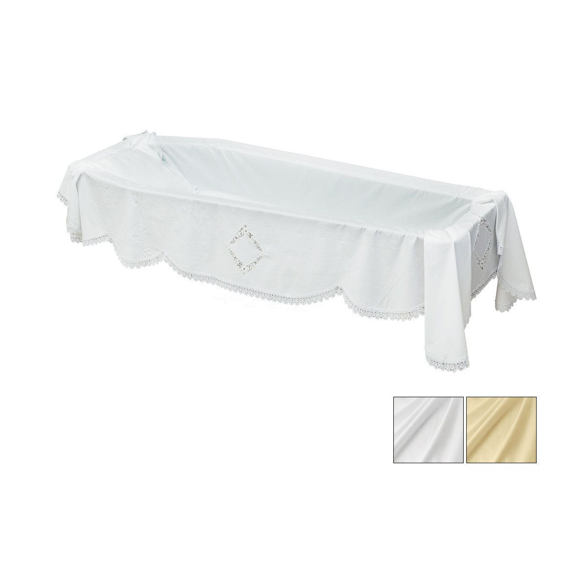 LENZUOLO IN COTONE CON MERLETTO MACRAME BIANCO