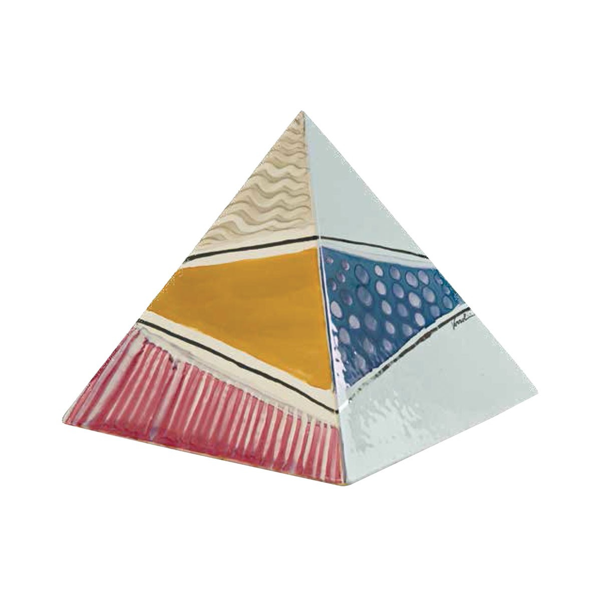 URNA CINERARIA PIRAMIDE IN CERAMICA ITALIANA 3° FUOCO CM H25X26X26 COLORE 94