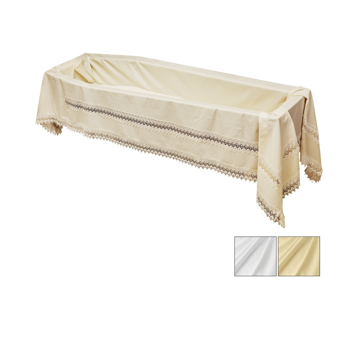 LENZUOLO COTONE CON TRAMEZZO MACRAME CHAMPAGNE