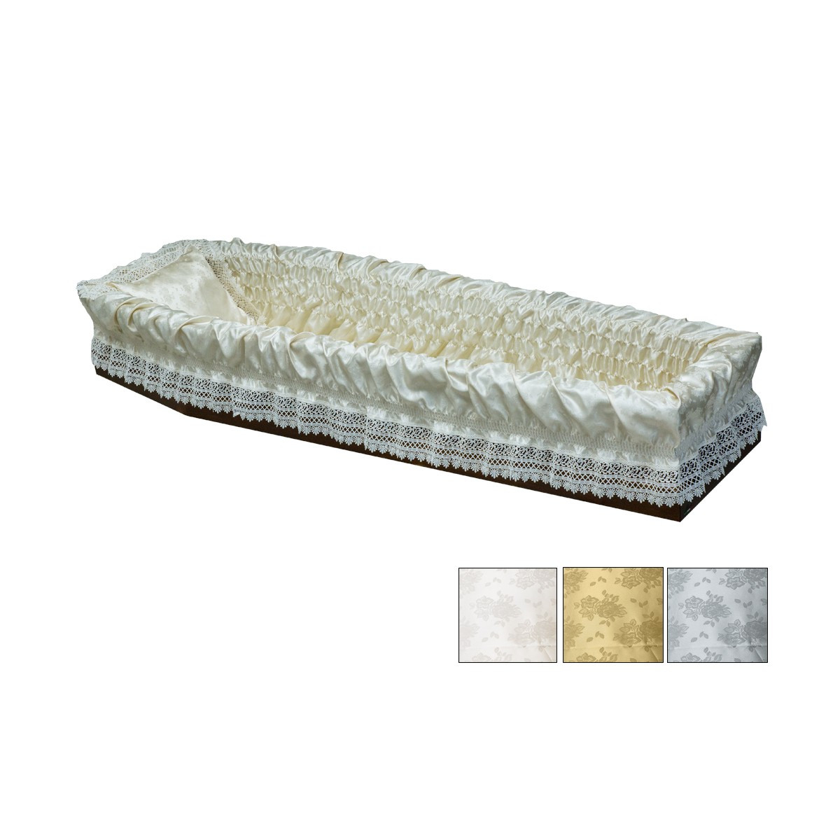 IMBOTTITURA IN RASO CON PIZZO MACRAME ALTO CHAMPAGNE