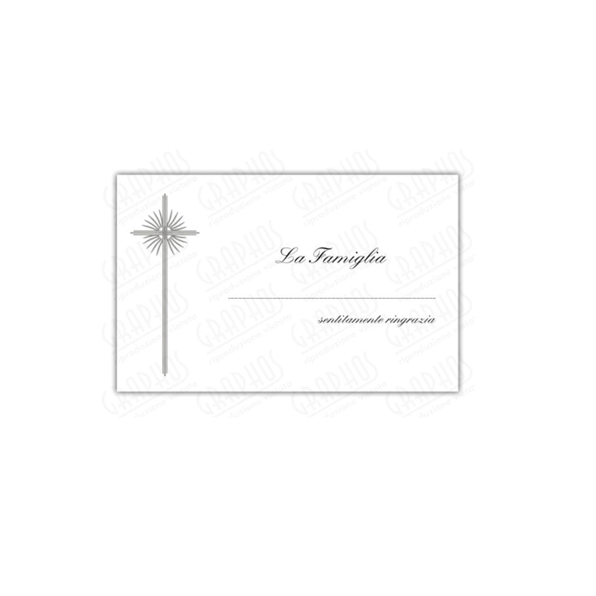 BIGLIETTINI RINGRAZIAMENTO COLORATI CROCE ARGENTO
